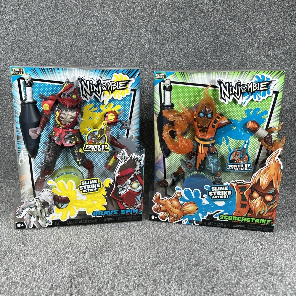 Ninjombie Comic Book Action Figures Scorchstrike & Grave Spin New Lot Of 2